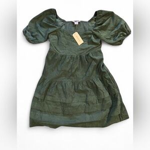 Monteau Deep Green Corduroy Midi Dress